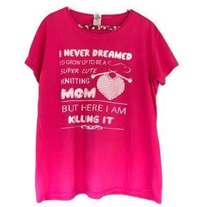 SUPER CUTE KNITTING MOM T-Shirt, 100% Cotton, 2XL, Vintage Crafters Tee Knitters